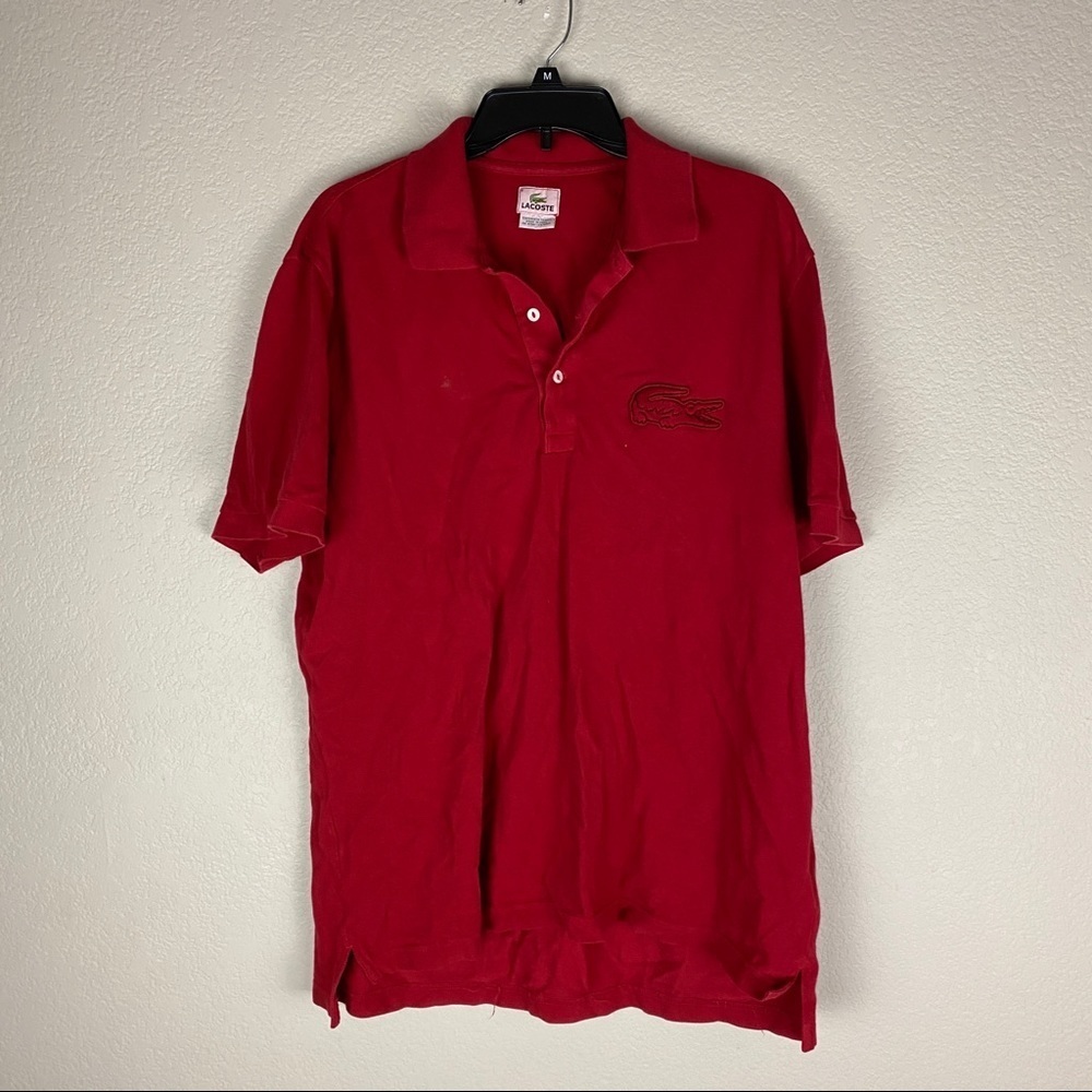 Lacoste Polo Red Vintage Mens Size 6